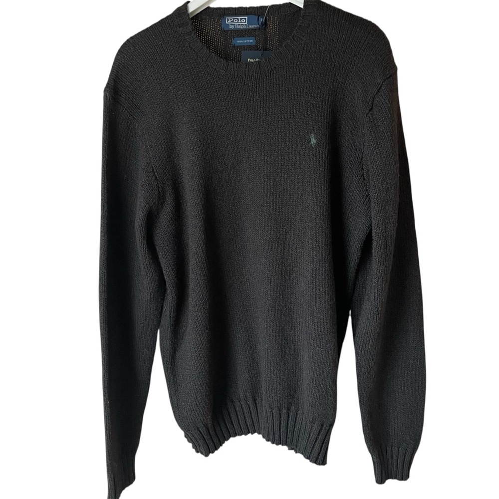 Polo Ralph Lauren Vintage Black Luxury Cotton Sweater, L‎
